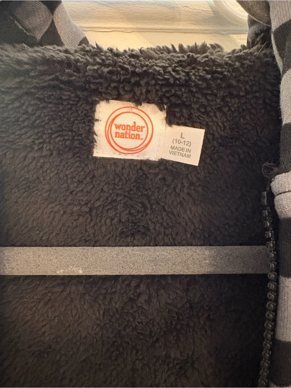 Black and Gray Checkerboard Zip Hoodie, aligned with fleece NWT BOYS L